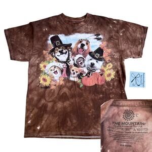 The Mountain Harvest Thanksgiving Cats and Dogs T-Shirt Sz L